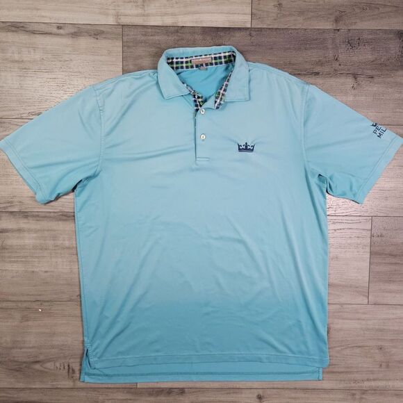Peter Millar Summer Comfort Polo Golf Shirt Men's XL Golf Logo Blue Aqua - Picture 1 of 9